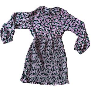 Zara Floral Ruched Dress, Size M, Like New Condition.